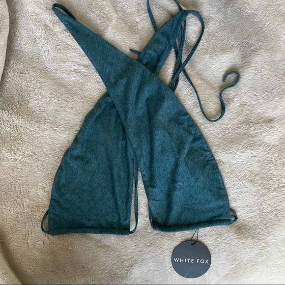 Teal criss cross halter crop top - Picture 5 of 5